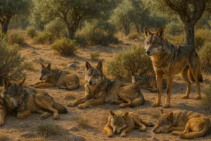 iberian wolf herd resting